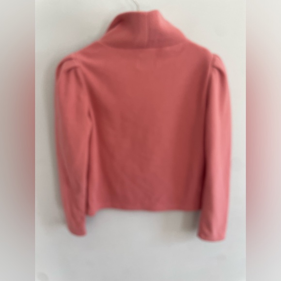 Dudley Stephens Palmer Puff Sleeve Turtleneck Top Vello Fleece Pink Size L - Picture 4 of 4